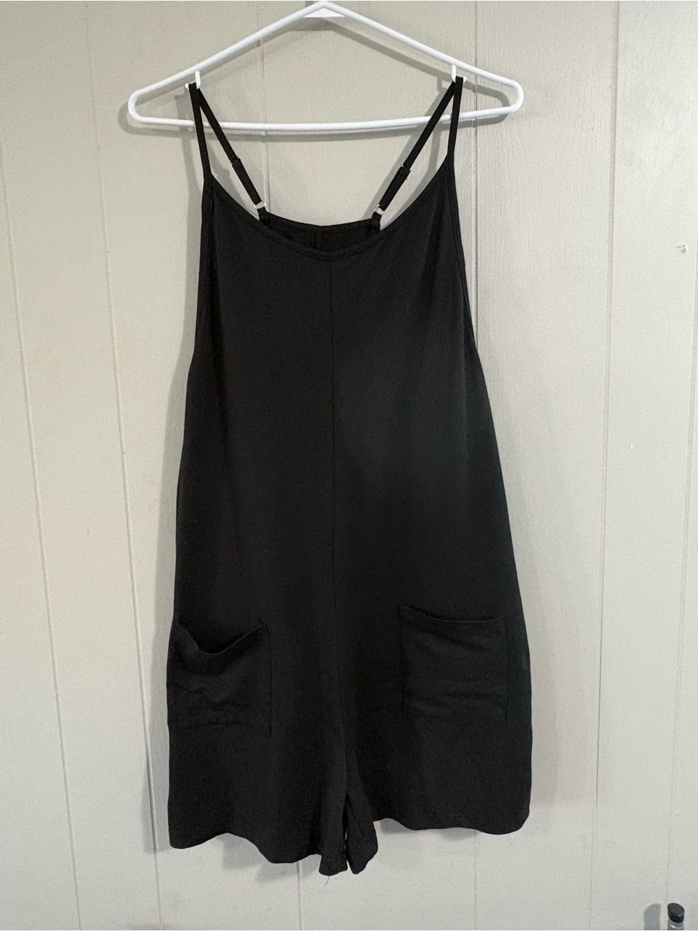 Black Sleeveless Romper with Pockets